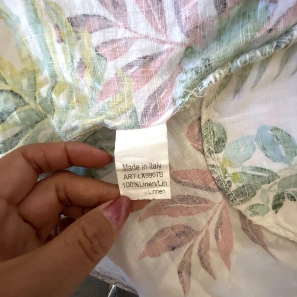 Lungo Larno White Floral Linen Sleeveless Slits Summer Boho Midi Dress S (Flaws) - Picture 3 of 10